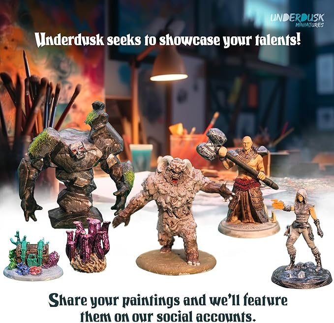 Underdusk: Elemental Encounters - 35 Unpainted Tabletop Miniatures for D&D, Pathfinder & RPGs | Includes Fire, Ice, Water, Air, and Earth Elements with Stat Blocks
