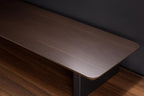 Walnut Dual‑Tier Monitor Stand for Modern Desk Setup – Minimalist Wooden Riser Shelf for Dual Monitors, Laptops, Home Office Aesthetic (Dark Walnut, Large)