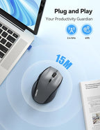 TECKNET Wireless Mouse Rechargeable,Mouse for Laptop Computer,2.4G USB Computer Mice Wireless,6 Button 6400 DPI Ergonomic Silent Mice,Portable Cordless Travel Mice-Wide Compatibility