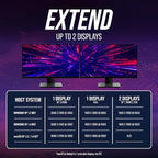 VisionTek VT200 Portable USB-C Dual Monitor Hub - 1x DP, 1x HDMI, 1x VGA, 2X USB-A Ports, 1x USB-C for Windows/MacOS/ChromeOS/iOS