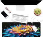 Dynippy Thin Extended Gaming Mouse Pad （31.5 * 11.8 * 0.08 inch） with Stitched Edges Large, Long XXL Keyboard and Mouse pad Desk Mat for Gaming Office & Home - Flower 30