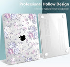 TWOLSKOO for M4 MacBook Air 13.6 inch Case 2025-2022 Release M4 A3240 M3 A3113 M2 A2681, Plastic Hard Shell & Screen Protector & Keyboard Cover & Trackpad Film, Purple Peony