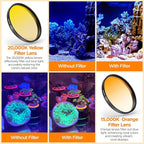 52MM Coral Reef and Reef Tank Filter Kit for Phone, CPL Polarizing+20,000k Yellow+15,000k Orange+10x Macro, Clip, Saltwater Aquarium Lens Compatible with iPhone16 15 Pro Max Samsung Moto Google TCL
