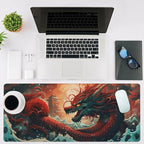 Mouse Pad Large Chinese Traditional Dragon Non-Slip Gaming Desk Mat with Stitched Edge Laptop Keyboard Desk Pad for Work Home Gaming (35.4 x 15.7 Inches)