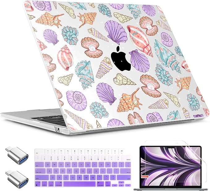 TWOLSKOO Compatible with M4 MacBook Air 15 inch Case 2025-2023 Released Model M4 A3241 M3 A3114 M2 A2941, Plastic Hard Shell & Screen Protector & Keyboard Cover & Type C Adapter, Colorful Shells