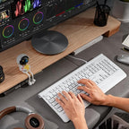 Large Print Backlit Computer Keyboard, USB Full Size Wired Keyboards with 7-Colors Backlight, Wrist Rest, Light Up Keyboard for Windows, PC, Laptop - Easy to See, Easy to Setup