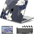 May Chen Case for MacBook Pro 13 inch M2 2023,2022,2021,2020 A2338 M1 A2251 A2289, Plastic Hard Shell Case for MacBook Pro 13" with Touch Bar Fits Touch ID, Elegant Flower
