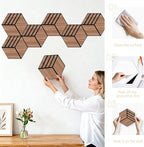 Mollywell Hexagon Acoustic Panels, Walnut S4, 14x12x0.4 Inch, 12 Pack |Wood Veneer|High Density Sound Proofing Wall Panels|Self Adhesive Sound Dampening Felt Wall Tiles|Home Theater|Gaming Room|
