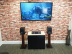 Rockville Pair SS28C 28" Speaker Stands, 100Lbs Capacity, Solid MDF Wood, Classic Wood-Grain Finish, Dual Platforms, Spikes and Pads, for Home Audio and Studio Monitors