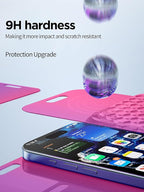 Compatible for iPhone 15 Pro Privacy Screen Protector Tempered Glass 6.1 Inch, Pink Gradient Anti Spy Anti Blue Light HD Easy Installation