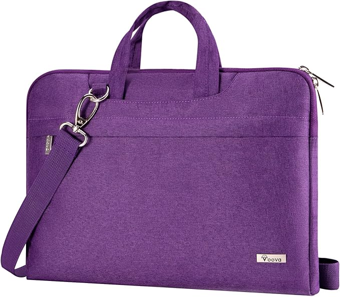 Voova 17 17.3 Inch Laptop Sleeve Case, Slim Women Men Shoulder Hand Bag Compatible with Razer Blade Pro 17, Lenovo Dell Asus Acer HP Notebook Messenger Briefcase with Strap, Waterproof, Purple