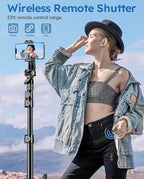 Phone Tripod, 72" Camera Stand Tripod with Remote and Phone Holder, Stable & Adjustable Tall, Suit for iPhone/Digital Camera