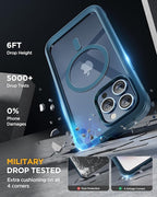 Miracase Magnetic for iPhone 15 Pro Case [Compatible with MagSafe] Full-Body Phone case with Built-in Glass Screen Protector& Camera Protector, Military Drop Proof 15 Pro Cover 6.1 inch, Storm Blue