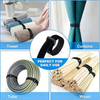 64ft 1.5 Inch Wide Cable Straps, Jumpso Adjustable Fastening Hook and Loop Straps with 50 Buckles, Reusable Nylon Cut-to-Length Cinch Straps for Organizer or Storage, Black