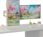 Pixio PS1D Wave Beige Dual Monitor Arm Stand Desk Mount - Fits up to 32 inches Monitors and up to 19.8lbs. VESA Compatibility and Integrated Cable Management
