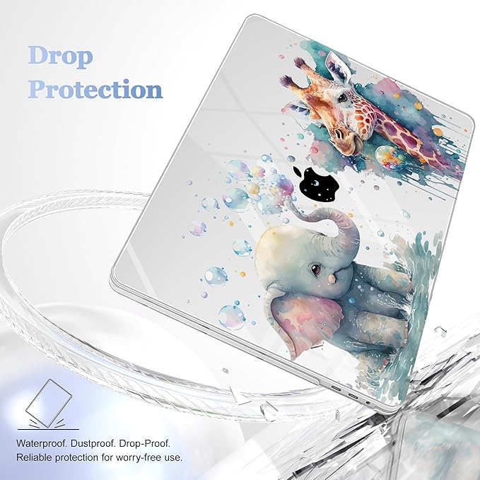 MacBook Pro 16 inch A2141 Case 2019 2020, Plastic Hard Shell Cover with Keyboard Cover & Screen Protector, Elephant & Giraffe