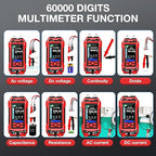 11 In 1 Network Cable Tester with 60000 Digit Multimeter 7 Wavelengths OPM 10Km/10mW VFL 600M Measurable Length 100 Records Tool Kit for CAT5 CAT6 Telephone Ethernet RJ11 RJ45 PoE Wire Tracer NCV, Red