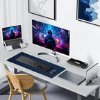ALOANES Waterproof Mouse Pad with Durable Stitched Edge, XL Gaming Keyboard Pad, Non-Slip Rubber Base Mouse Mat, Extended Desk pad for Gamer, Office & Home, Dark Blue Mousepad 31.5''x 11.8''x 0.12''