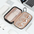 NISHEL Travel Cord Organizer Case, Double Layers Tech Electronic Bag, Essentials for Charger, Cable, Phone, Flash drive, Black