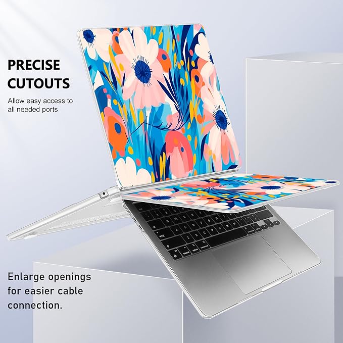 Case for MacBook Air 15 Inch 2025 2024 2023 Release M4 A3241 M3 A3114 M2 A2941, Hard Shell with Screen Protector & Keyboard Cover, Compatible with Touch ID, Ornament