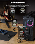 Highwings 4K DisplayPort to HDMI, 6.6ft DP to HDMI 1.4 Uni-Directional Cable, 4K@30Hz, 2K@60Hz, 1080P Full HD, Nylon Braided Cord for Dell, NVIDIA, AMD, HP, Monitor, Projector, Desktop (Red)