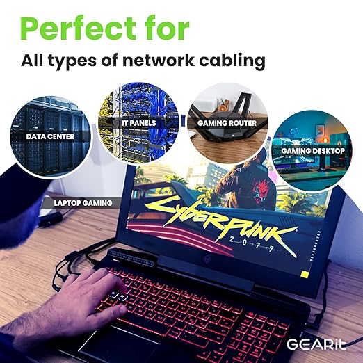 GEARit Cat 6 Ethernet Cable Pack - 24-Pack 7 ft Cat6 Ethernet Patch Cables | RJ45 Network Patch Cable, 10 Gbps Snagless Gold-Plated Connectors - Ethernet Cable Cat 6 for PC, TV, Router - Black