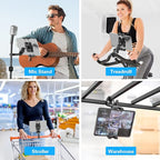 Treadmill Tablet iPad Holder, Aluminum Indoor Exercise Bike Handlebar Mount Clamp for Stationary Elliptical Bicycle Peloton Spin Bike Stroller, Compatible with 4.7"-12.9" Tablets/iPad/Phones