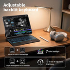 iPad Pro 13 inch case 2024 with Keyboard, Keyboard Case for iPad Pro 13-inch (M4, 2024) with 7 Colors Backlight, Multi-Touch Trackpad, Easy-Set Magnetic Stand, Auto Sleep/Wake (Black)