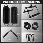 Mikolo Cable Attachments for Gym, Heavy-Duty Cable Machine Attachment Set with LAT Pulldown, V Bar, Double D Handle, Ankle Straps, and Barbell Clamps for Home Gym