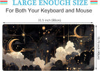 Black and Gold Celestial Desk Mat XXL Extended Gaming Mouse Pad Large Mousepad with Stitched Edges, Laptop Computer Keyboard Mouse Mat Desk Pad for Work Game Office Home Desk Decor 31.5x15.75 in