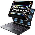 HOU iPad Pro 11 Inch Case with Keyboard M4 2024(ONLY),Magic Keyboard iPad Pro 11 Inch (5th Gen) Keyboard Case,Click-Anywhere Trackpad,7 Colors Backlight,Easy-Set,Black