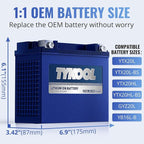 TYKOOL YTX20L-BS/YTX20HL/YB16CL-B High Performance LiFePO4 Lithium Motorcycle Battery,12V 12Ah, 600CCA,Digital Readout, Fits for ATV,UTV,Jet Ski,PWC,Snowmobile, Quad,Riding Lawn Mower, tractor