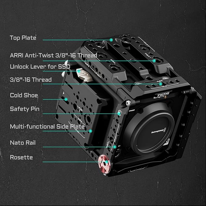 Tilta Camera Cage Pro Kit Gold Mount Compatible with Blackmagic Pyxis 6K/12K | Includes Full Cage, Top Handle, Gold Mount Battery Plate, Side Plate, Bottom Plate, 15mm Baseplate w/Rods, and Mini Tool