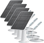 Solar Panel Charger Compatible with Eufycam 3/3C/2C/2C Pro/E40/E20/2/2 Pro/E/L20/L40/Solo/SoloCam Spotlight, 5W Solar Panel for Eufy Camera, Micro USB & USB-C Port, 9.8ft Cable, P65 Waterproof, 4 Pack