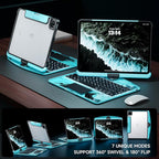 Transparent Case with Keyboard for iPad 9th (7th, 8th, and 9th Gen) 10.2 Inch,with 7-Color Backlit Wireless Keyboard,360°Rotatable Protective Case Multi-Touch Trackpad,with Pencil Holder,Blue