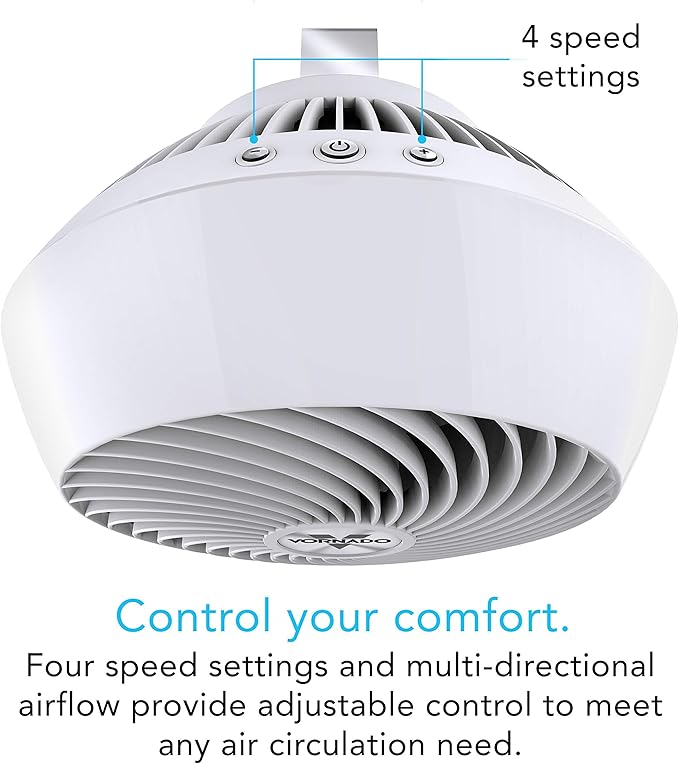 Vornado 560 Whole Room Air Circulator, Medium Floor Fan with 4 Speeds, Adjustable Tilt, Easy to Clean, Quiet Fan for Home, Office, Bedroom, White