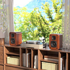 Saiyin Bluetooth Bookshelf Speakers for Record Player,Active Speakers with 3 Inch Woofer, Powered Speakers with Optical/AUX/TV-ARC Input for Turntable, PC and TV