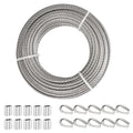TooTaci 3/16" Stainless Steel Cable, 50ft Wire Rope with Aluminum Crimping Sleeve&Thimbles, 7x19 Strands, 3700lbs Breaking Strength Heavy Duty Aircraft Cable for Zipline, Deck Railing, Shade Sail