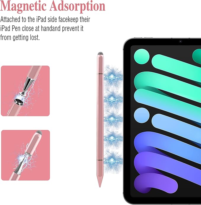 3 in 1 Universal Stylus Pen for Touchscreen,High Sensitivity & Precision Capacitive Stylus Pen for iPad Suitable for All Touch Screens of iPhone/iPad/Android/Samsung Galaxy/Tablets-Pink