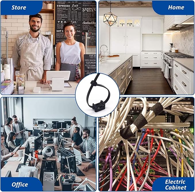 Cable Zip Tie Mounts Kit - 120 Set Wire Cable Clips Organizer Holders with 8" Cable Ties, Saddle Type Mounts Base and Tapping Screw, White