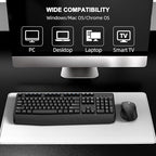 Wireless Keyboard and Mouse Combo, EDJO 2.4G Full-Sized Ergonomic Computer Keyboard with Wrist Rest and 3 Level DPI Adjustable Wireless Mouse for Windows, Mac OS Desktop/Laptop/PC (Dark Gray)