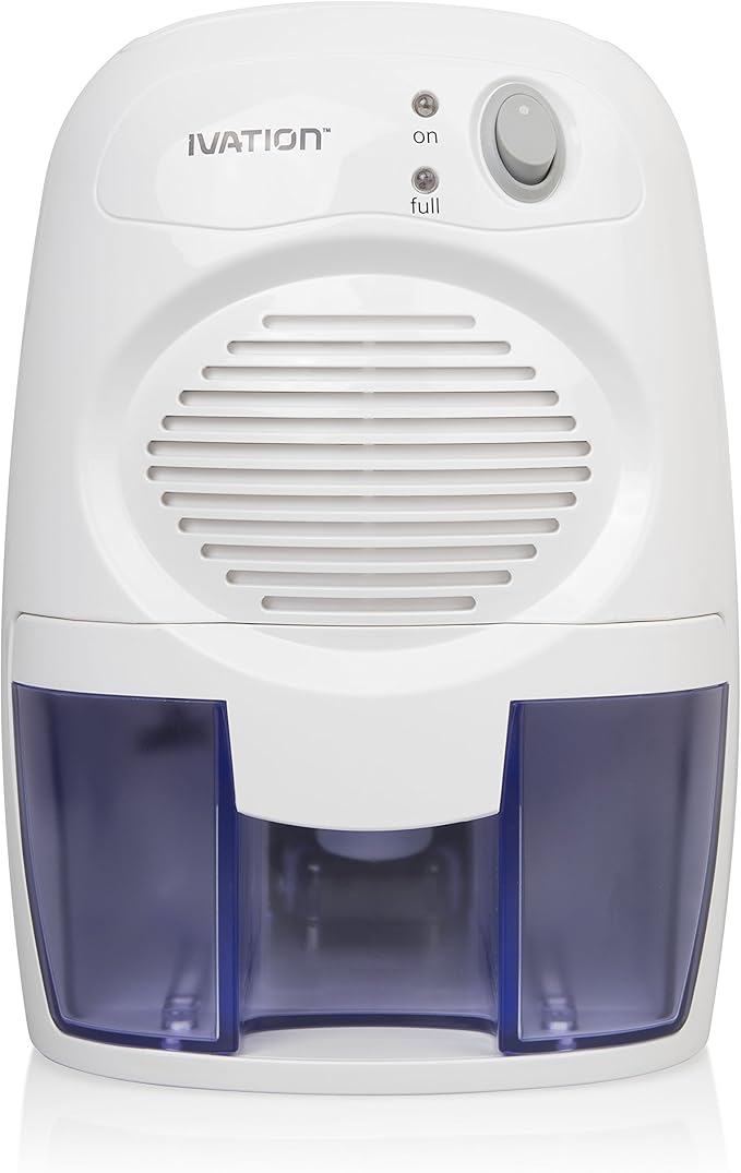 Ivation IVADM10 Powerful Small-Size Thermo-Electric Dehumidifier - for Smaller Room, Cupboard, Basement, Attic, Stored Boat, RV, Antique Car,White