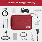SELLYFELLY Travel Electronics Organizer Portable Cable Organizer Bag for Storage Electronic Accessories Case for Cord,Phone,Charger,Flash Drive (Wine Red)