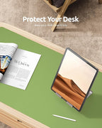 YSAGi Leather Desk Protector, Office Mat, Large Mouse Mat, Non-Slip PU Leather Blotter, Laptop Desk Pad, Waterproof Writing Pad for Office and Home (Leaf Green, 35.4" x 17")