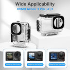 FitStill 196FT/60M Underwater Waterproof Case with Magnetic Quick Release Interface Compatible with DJI Osmo Action 5 Pro Action 4 Action 3,Protective Cover Invisible Diving Action Shell Accessory Kit