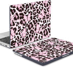 Mektron Case for 2025 MacBook Pro 16" M4 A3403 A3186 M3 A2991 M2 A2780 M1 A2485 (2021/2023/2024) Pro/Max with Touch ID, Hard Shell Plastic Laptop Cover Keyboard Cover, Leopard Pink Butterfly