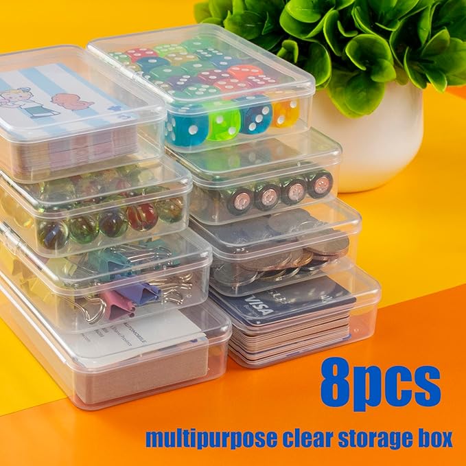 8 Pcs Playing Card Case, Small Clear Box, Plastic Deck Box, Card Deck Holder, Game Card Storage Organizer (8 pcs Standard) (No Cards)