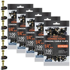 Best Connections Coaxial Cable Clips with Pre-Inserted Screw 1/4" inch (500 Pack) – Black Single Mounting Clamps for Coax (RG6, RG59) and Ethernet Cables – Cord Fasteners/Strain Relief Clip