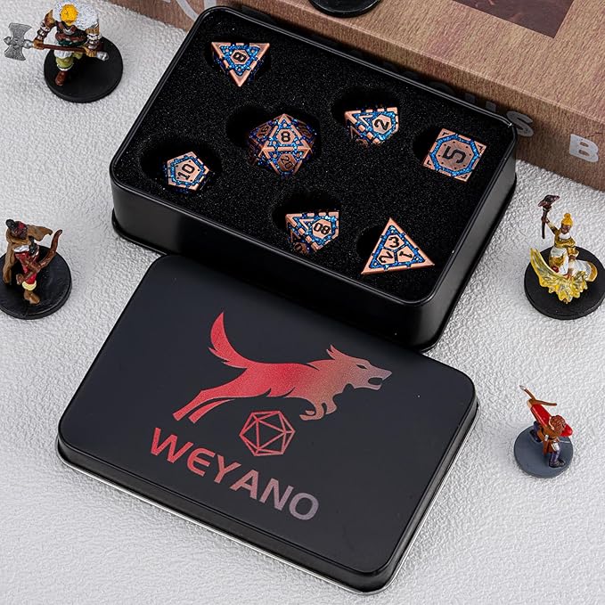 DND Metal Dice Set, Polyhedral Dice Set for RPG D&D Dice with Cracks Dungeons and Dragons Dice Set for RPG TTRPG D&D Die with Gift Case