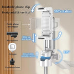 Mini Selfie Stick Tripod, Extendable Grip Phone Tripod with Detachable Remote Pocket Size, 4-in-1 Mini Phone Grip, 10m Wireless Shutter, Vlog Livestreaming Photography （White）